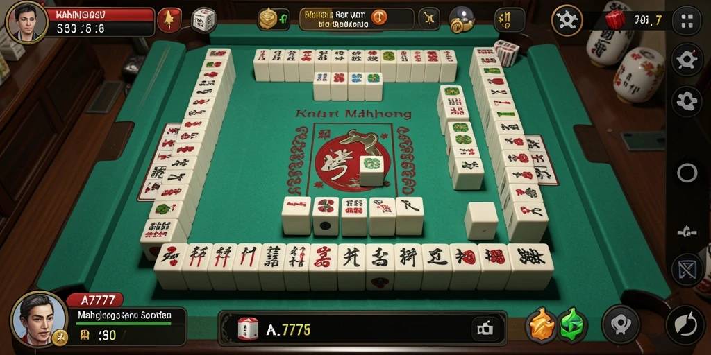 Screenshot A7777 menampilkan gameplay Mahjong yang seru dan interaktif.