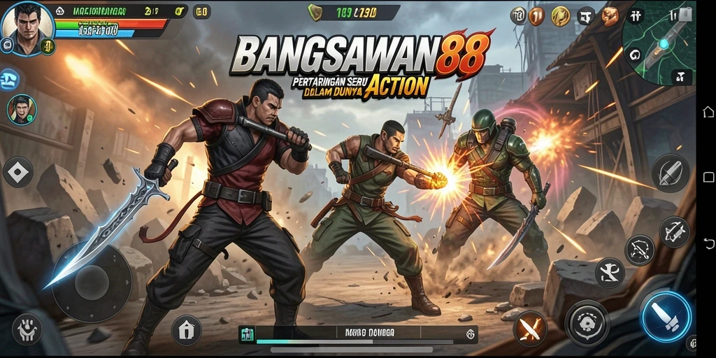 Tangkapan layar utama game BANGSAWAN88 menampilkan aksi pertarungan yang dinamis.