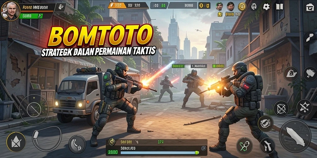 Screenshot gameplay BOMTOTO menunjukkan taktik menarik dalam pertempuran.