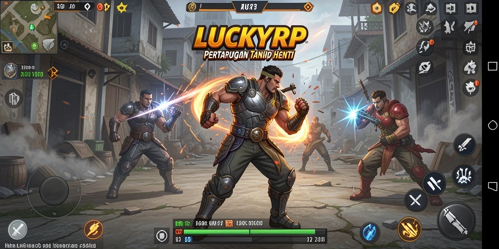 Screenshot gameplay LUCKYRP dengan aksi pertarungan menegangkan.