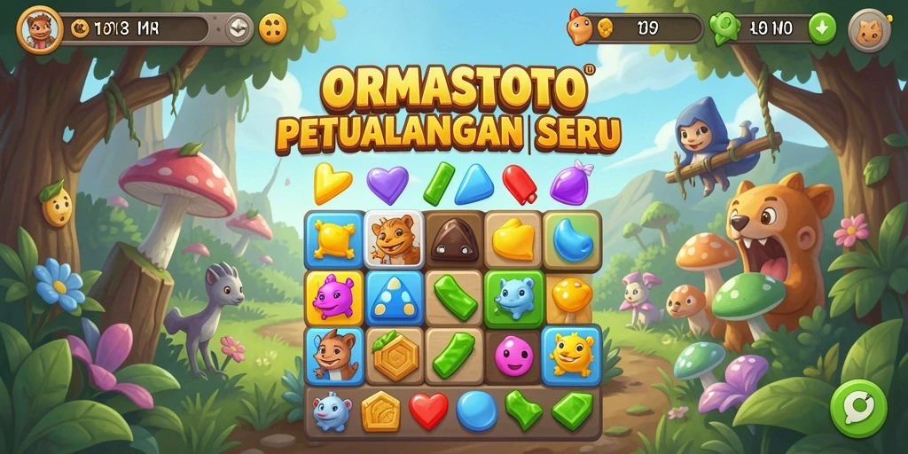 Tampilan gameplay <strong>ORMASTOTO</strong> yang seru dengan tantangan Match-3.