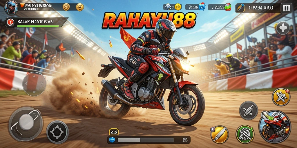 Gameplay mendebarkan motor balap di lintasan.