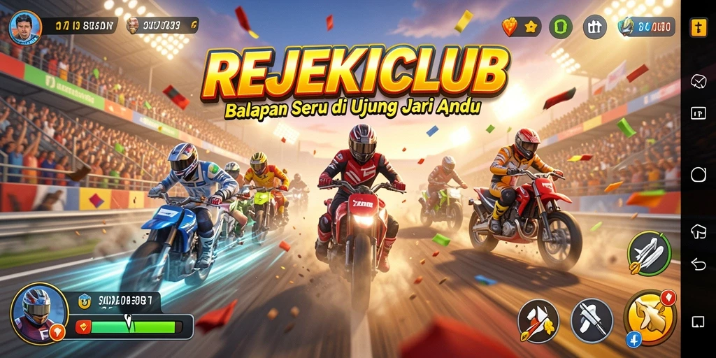 Tampilan gameplay balapan yang mendebarkan di REJEKICLUB.