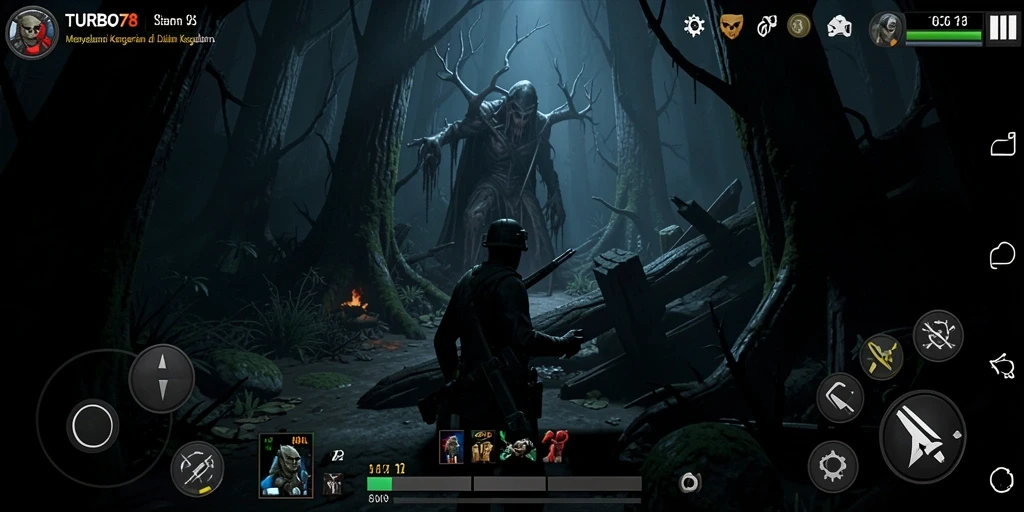 Tampilan gameplay <strong>TURBO78</strong> yang mencekam dan menegangkan.