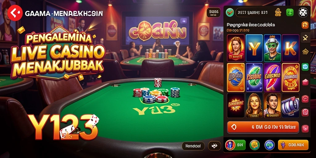 Screenshot YY123 menampilkan dealer langsung yang menarik dalam game Live Casino.
