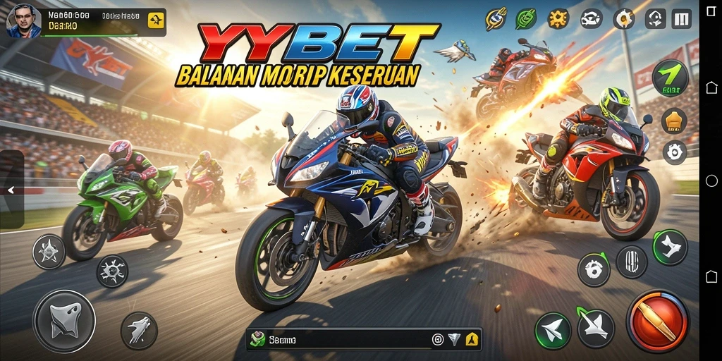 Gameplay seru di YYBET dengan balapan motor menantang.